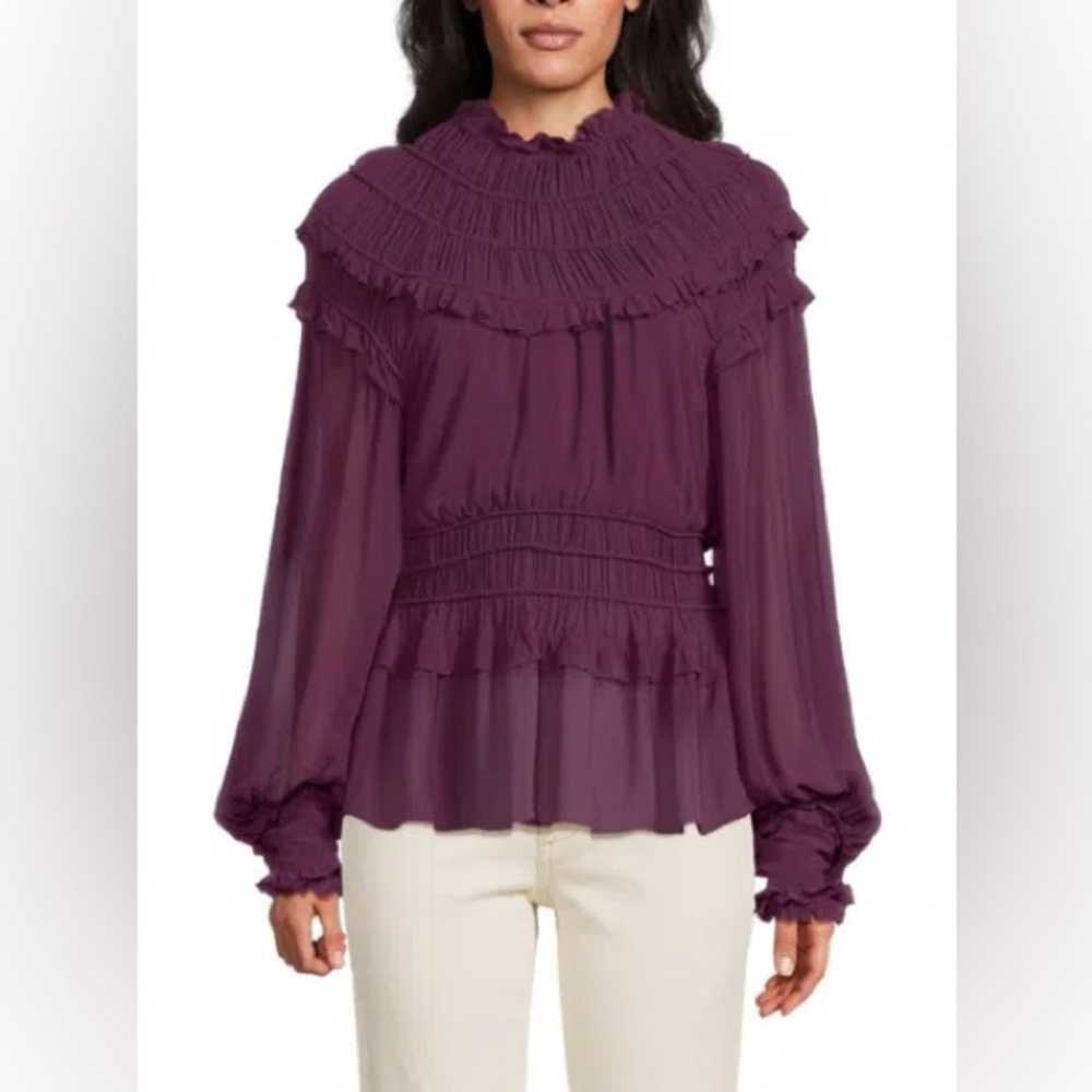 Farm Rio Purple Ruffled Top